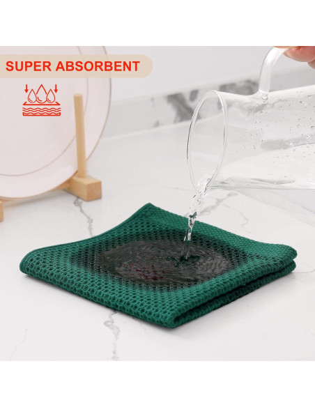 Paños de Cocina Kitinjoy 100% Algodón 6 Piezas 30x30 cm Verde