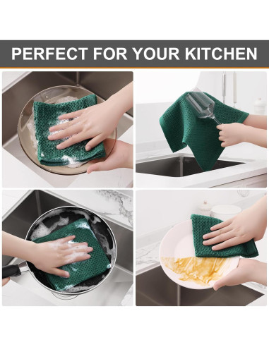 Paños de Cocina Kitinjoy 100% Algodón 6 Piezas 30x30 cm Verde