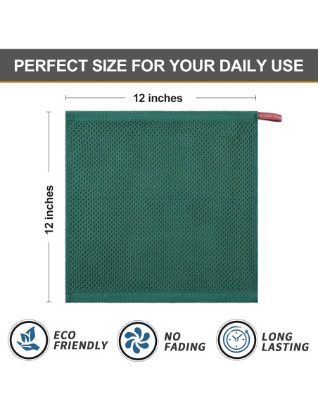 Paños de Cocina Kitinjoy 100% Algodón 6 Piezas 30x30 cm Verde
