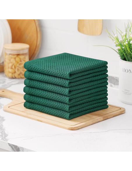 Paños de Cocina Kitinjoy 100% Algodón 6 Piezas 30x30 cm Verde