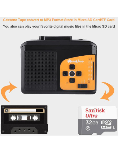 Reproductor y Grabador de Casete UCEC, Conversor a MP3, Radio AM/FM