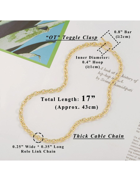 Collar Choker de Cadena Gruesa Aobei Pearl Baño de Oro 18K 43cm