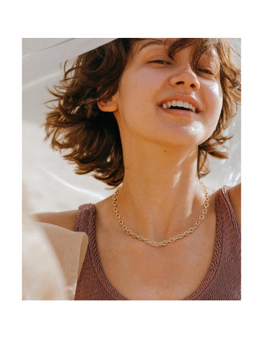 Collar Choker de Cadena Gruesa Aobei Pearl Baño de Oro 18K 43cm