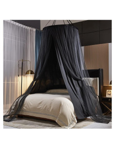 Dosel de Cama Kertnic Negro Doble Capa para Queen/King