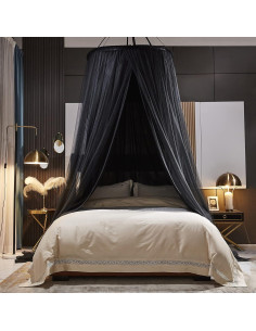 Dosel de Cama Kertnic Negro Doble Capa para Queen/King 2