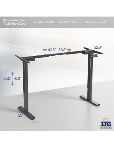 Marco de Escritorio Eléctrico VIVO DESK-V122EB Ajustable 72-120 cm