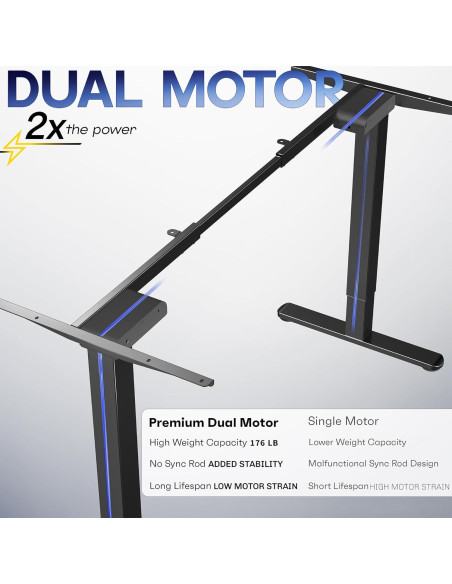 Marco de Escritorio Eléctrico VIVO DESK-V122EB Ajustable 72-120 cm