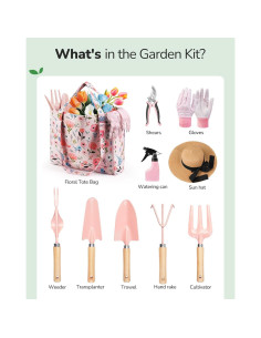 Set de Jardinería 10 Piezas Grenebo Rosa Ergonómico 2