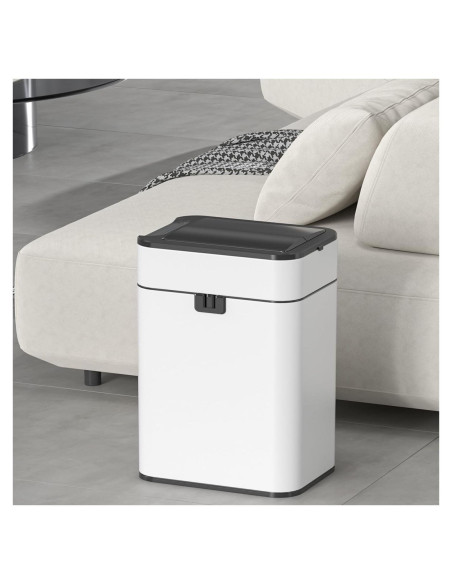 Papelera automática ELPHECO 15.14L acero inoxidable blanca