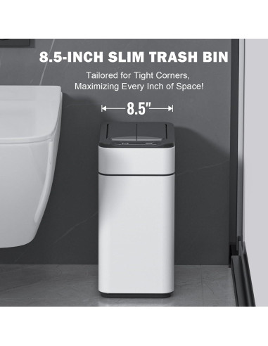 Papelera automática ELPHECO 15.14L acero inoxidable blanca