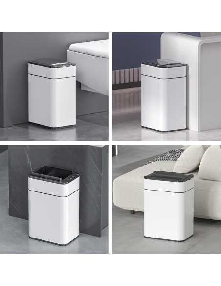 Papelera automática ELPHECO 15.14L acero inoxidable blanca