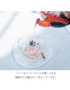 Juego de Taza y Plato Hario 230ml Vidrio Transparente 2