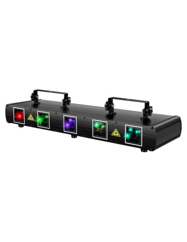 Luz Láser DJ U`King 5 Rayos RGBYC Control DMX 30W
