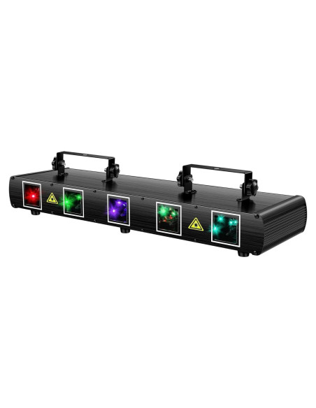 Luz Láser DJ U`King 5 Rayos RGBYC Control DMX 30W