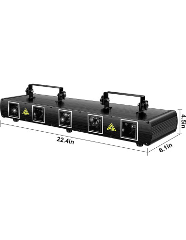 Luz Láser DJ U`King 5 Rayos RGBYC Control DMX 30W