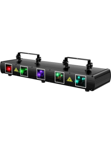 Luz Láser DJ U`King 5 Rayos RGBYC Control DMX 30W