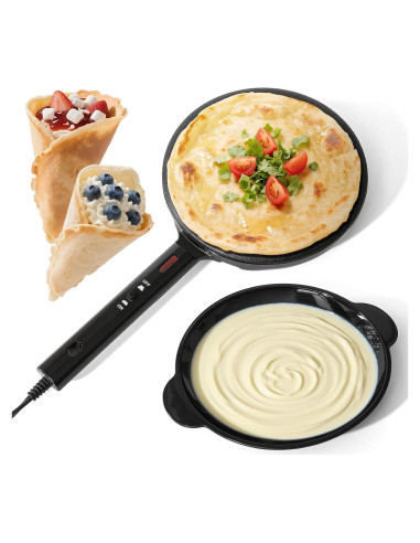 Hacedor de Crepes Eléctrico UVFAST 20 cm Antiadherente
