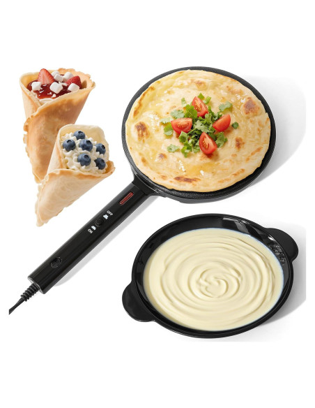 Hacedor de Crepes Eléctrico UVFAST 20 cm Antiadherente