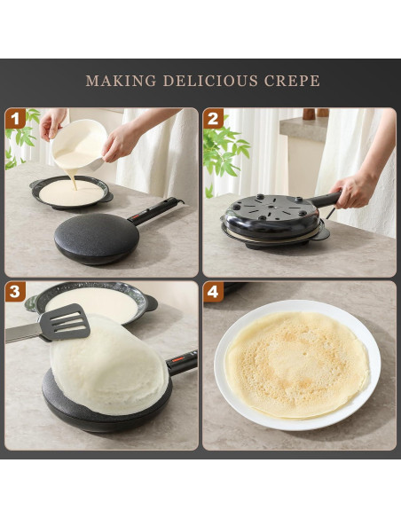 Hacedor de Crepes Eléctrico UVFAST 20 cm Antiadherente
