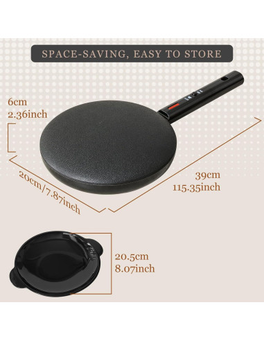 Hacedor de Crepes Eléctrico UVFAST 20 cm Antiadherente