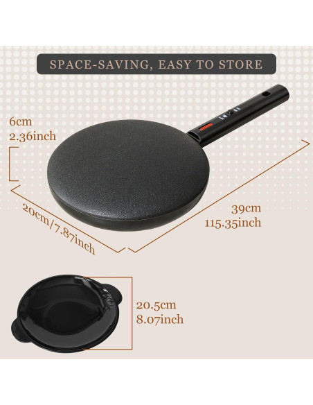 Hacedor de Crepes Eléctrico UVFAST 20 cm Antiadherente