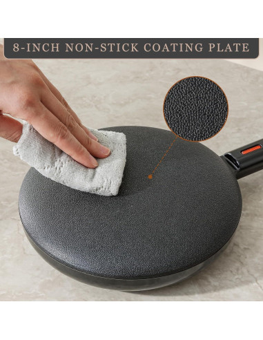 Hacedor de Crepes Eléctrico UVFAST 20 cm Antiadherente