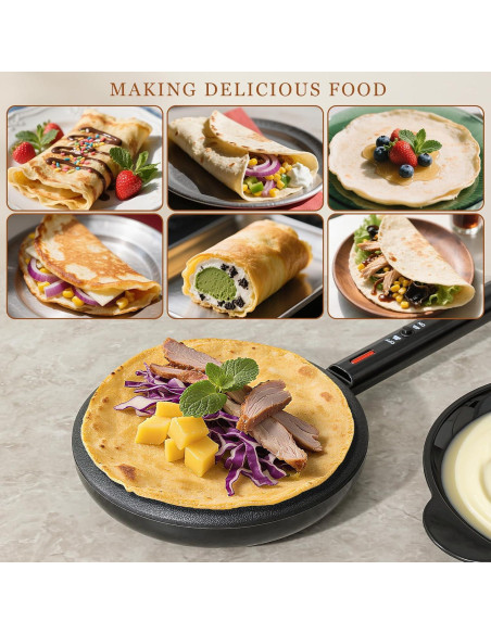 Hacedor de Crepes Eléctrico UVFAST 20 cm Antiadherente