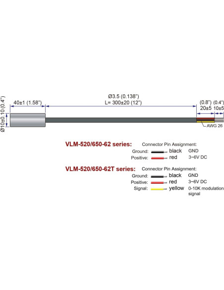 Módulo láser rojo Quarton VLM-650-62T LPA 3-6V 10KHz
