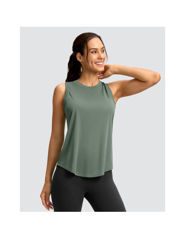 Camiseta Sin Mangas Santiny para Mujeres - Liviana y Transpirable - Grande - Sage Gris