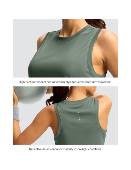 Camiseta Sin Mangas Santiny para Mujeres - Liviana y Transpirable - Grande - Sage Gris