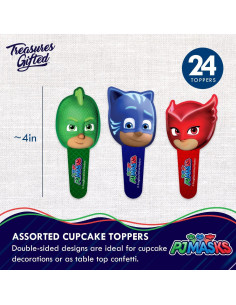 Decoraciones de Cumpleaños PJ Masks - 24 Adornos y Fundas 2