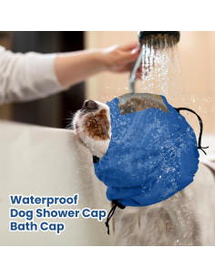 Gorro de Ducha Ajustable Nanaki para Perros Azul Impermeable 2
