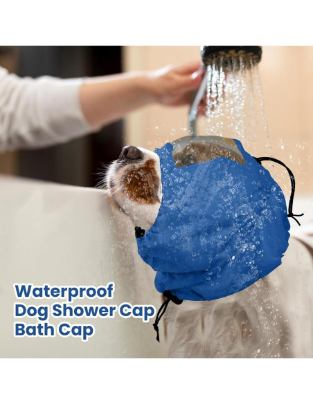 Gorro de Ducha Ajustable Nanaki para Perros Azul Impermeable