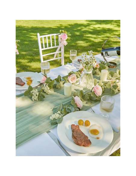 Cubre Mesa de Gasa de Queso FUANGUI 6 Piezas 89x305 cm Verde Salvia