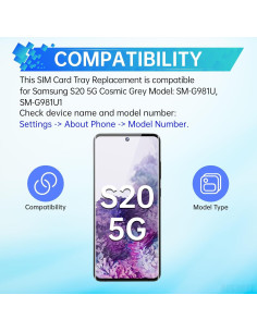 Bandeja de Tarjeta SIM para Samsung Galaxy S20 5G Gris 2