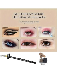 Set de Delineador de Ojos Ylapagne con Brocha de Silicona y Crema 2