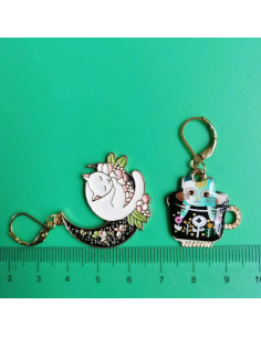 6 Marcadores de Puntos de Ganchillo Gato Removibles Metal 2