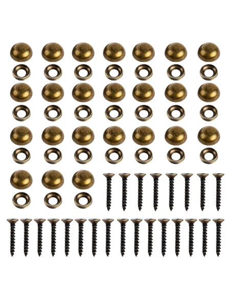 24 Tornillos Decorativos de Latón M4 25mm con Tapas y Destornillador