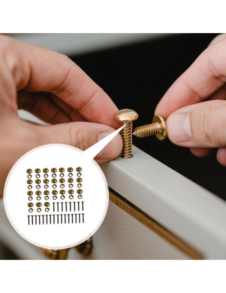 24 Tornillos Decorativos de Latón M4 25mm con Tapas y Destornillador