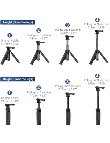 Mini Trípode Selfie JJC Negro para GoPro Hero y DJI Osmo