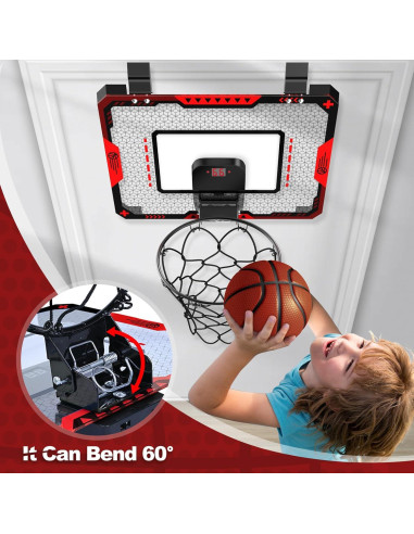 Aro de Baloncesto Interior GMAOPHY con Marcador Electrónico y 3 Balones