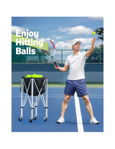 Carro de Pelotas de Tenis YooKoo para 150 Pelotas - Plegable
