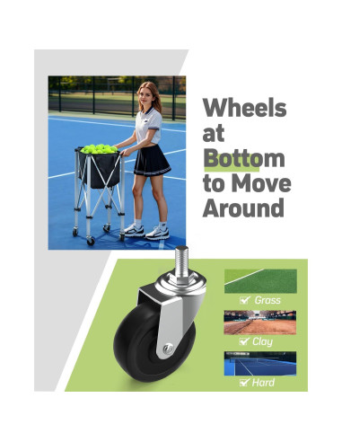 Carro de Pelotas de Tenis YooKoo para 150 Pelotas - Plegable