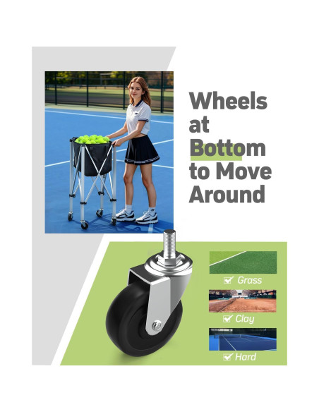 Carro de Pelotas de Tenis YooKoo para 150 Pelotas - Plegable