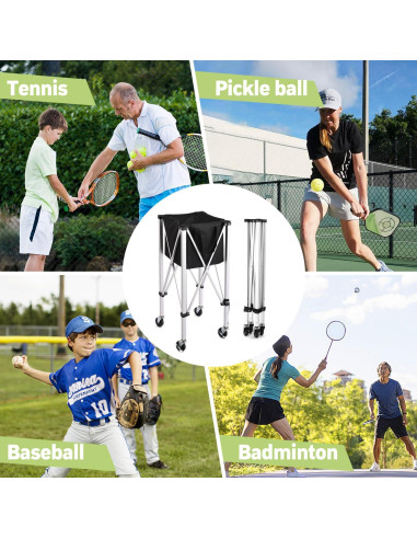 Carro de Pelotas de Tenis YooKoo para 150 Pelotas - Plegable