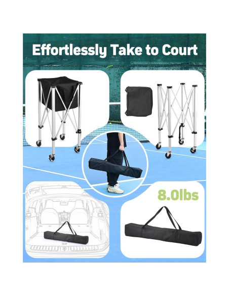 Carro de Pelotas de Tenis YooKoo para 150 Pelotas - Plegable