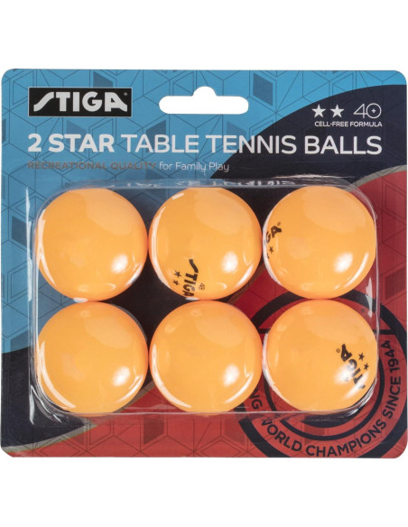 Pelotas de Ping Pong STIGA 2 Estrellas Naranjas - Paquete de 6