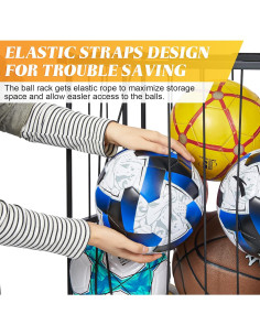 Estante Organizador de Pelotas Hencawima con Ruedas Negro 2