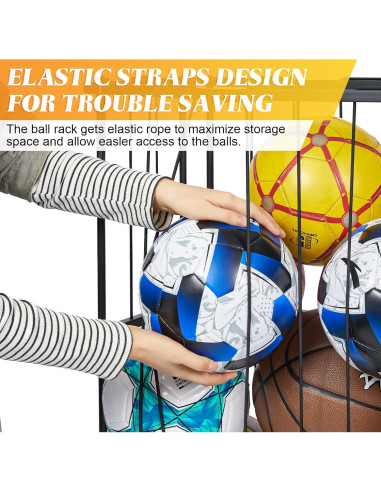 Estante Organizador de Pelotas Hencawima con Ruedas Negro