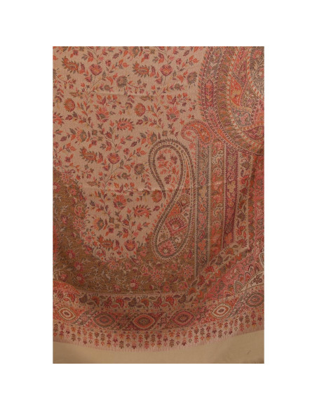 Chal Jamawar Reversible India Exótica - Lana y Acrílico Beige